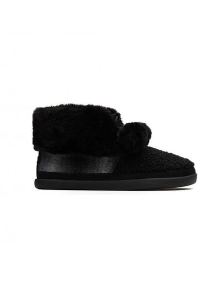 Broek Toms celeste black faux shearling plaid pantoffel