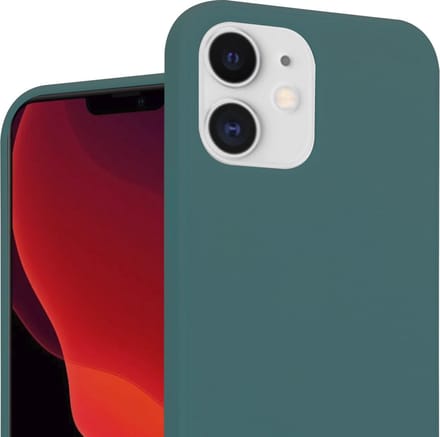 ShieldCase Silicone case geschikt voor Apple iPhone 12 Mini - 5.4 inch - optimale bescherming - siliconen hoesje - backcover - donkergroen + glazen Screen Protector