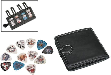 Plectrumportemonnee - Boston PP-312 - PVC - Zwart - Incl 12 celluloid plectrums - Skulls & bones