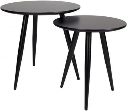 Set van 2 zwarte houten bijzettafels van 50x50x50 cm