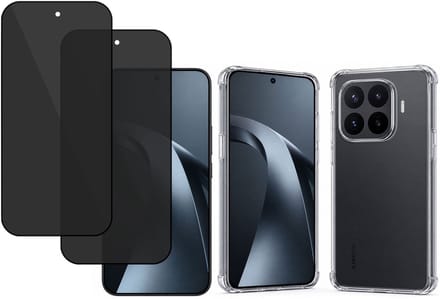 TechNow Hoesje + 2x Privé Screenprotector geschikt voor Xiaomi 17T Hoesje Screenprotector - Privacy Tempered Glass - Case Transparant