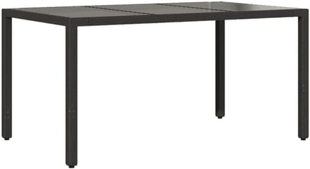 Tuintafel | Buitentafel | Terrastafe met glazen blad 150x90x75 cm poly rattan zwart