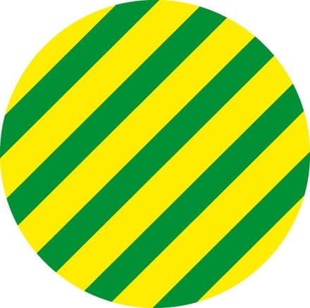 Beschermende geleider sticker, vel, groen geel 12,5 mm - 20 per vel