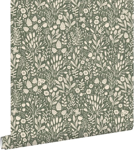 ESTAhome behang bloemetjes groen - 50 x 900 cm - 131250