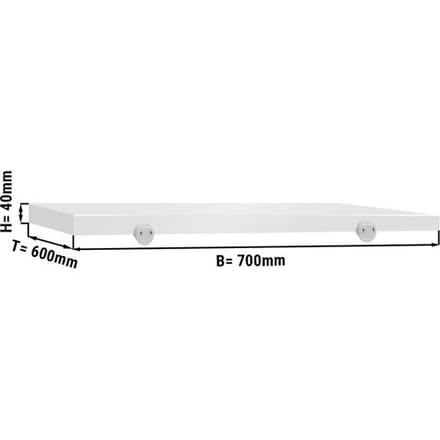 GGM Gastro Snijplaat voor werktafel - 700x600mm - Dikte: 40mm - HACCP-conform - HDPE 500 - Wit - Antislipvoetjes - Vaatwasmachinebestendig wit