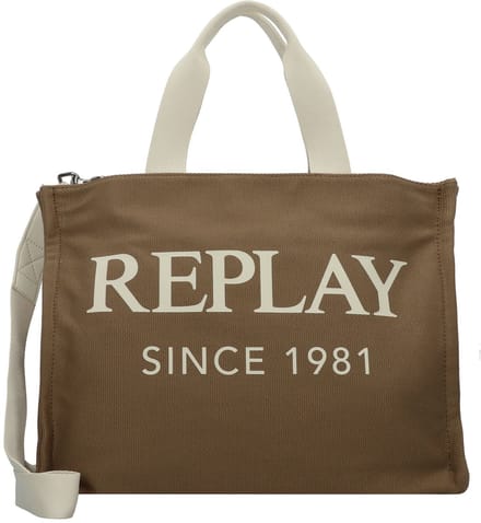 REPLAY Schoudertas Shopper Shoulder Bag Canvas-Brown Bruine