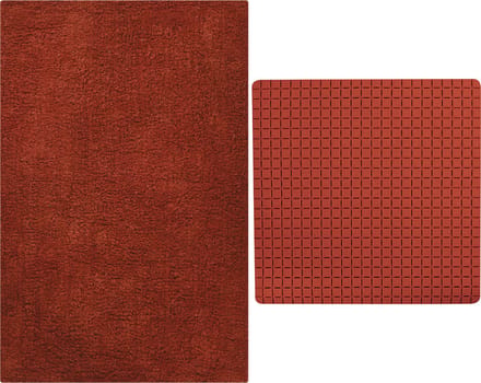 MSV Douche anti-slip/droogloop matten - Napoli badkamer set - rubber/polyester - terracotta