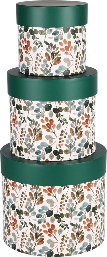 Dekoratief | Set 3 tondozen 'Warm Leaves', karton, 23x23x20cm | A240211