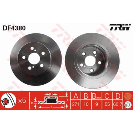 Remschijf TRW LUC DF4380 achter, volledig, 1 Stuk