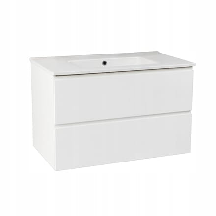 STAMAR - Hangende Badkamerkast met Wastafel 80 Stille Sluiting 2 Lades - Wit