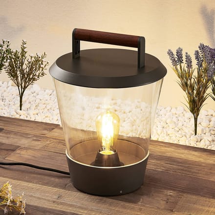 Lucande - Terraslampen - 1licht - aluminium, polycarbonaat - H: 39.3 cm - E27 - antraciet, transparant