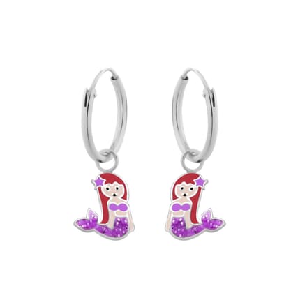 WeLoveSilver - Kinderoorbellen zilver - zeemeermin hanger - 21 mm