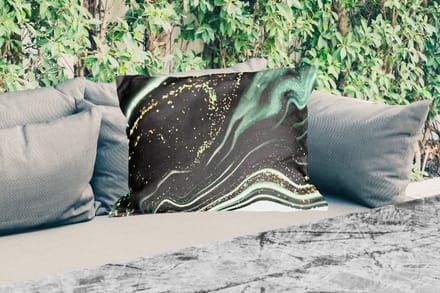 Buitenkussens - Marmerlook - Goud - Groen - Glitter - Design - Marmer - 60x40 cm - Weerbestendig