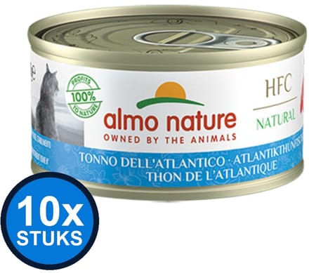 10x Almo Nature HFC - Kattenvoer Natvoer Blik - Natural - Atlantische Oceaan Tonijn - 70g