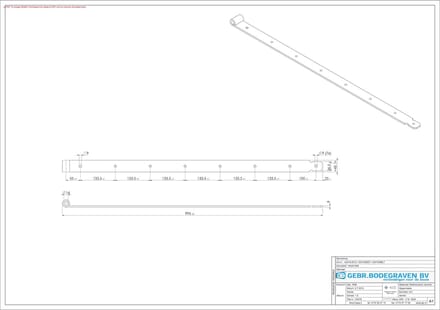 GB Bladscharnier duimgeheng     1000mm 45x6  42419