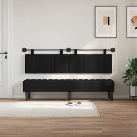 vidaXL - Hangend - hoofdbord - Zwart - Stof