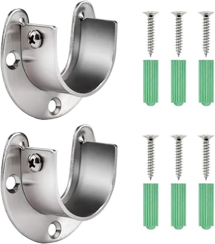 Cabinet Hanging Brackets - 2 Pieces Stainless Steel Curtain Track Brackets - Wardrobe Rail Fixings - U-Shaped Ceiling Shower Rail Fixing Bracket 25mm