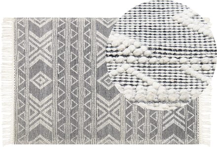 PAZAR - Modern vloerkleed - Zwart/Wit - 160 x 230 cm - Wol