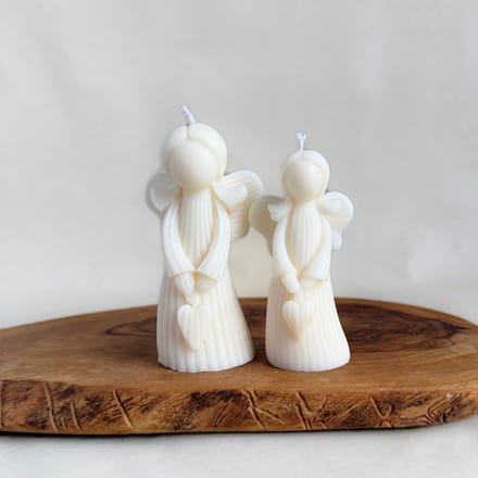 Engel kaarsen set- Engelmeisje kaars- Decoratie kerst - Winter decoratie -Creme wit kleur