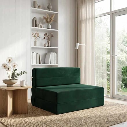 vidaXL - Vouwsofa - Bed - Donkergroen - 190 - x - 100 - x - 15 - cm - Fluweel