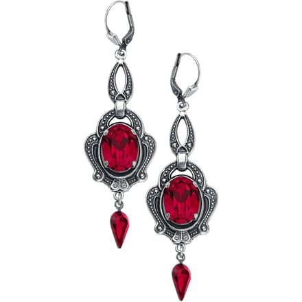 Krikor - Gothic Oorbel - Blutrot - voor Vrouwen - zilverkleurig