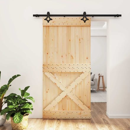 vidaXL - Schuifdeur - 100 - x - 210 - cm - Massief - Pine - Hout - (Onbehandeld)