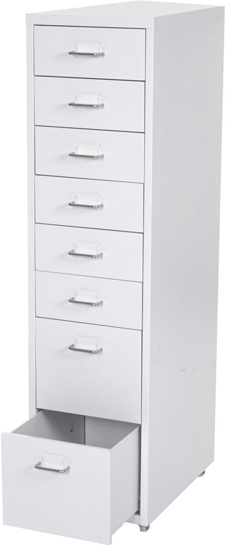 Rolcontainer Boston T851, ladekast stalen kast, 110x28x41cm 8 lades ~ wit