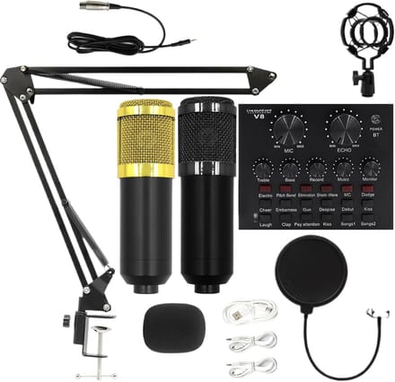 Streaming Microfoon Set - Opname Kit - Live Streamen - Cardioïde Opnamepatroon - USB Aansluiting - Goud