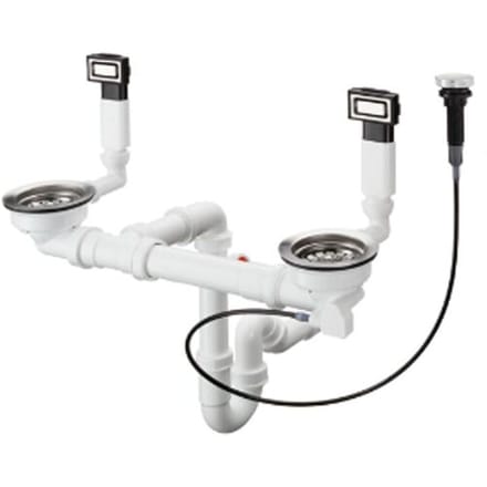 Hansgrohe Afvoergarnituren - Dubbele spoelbak automatische afvoer- en overloopcombinatie, RVS 43932800