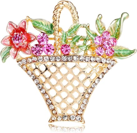 Bloemenmand Broche - Corsage Speld - Decoratief Accessoire - Gekleurde Diamanten - 100 g - AL1046-A