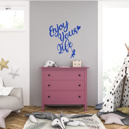 Muursticker - Enjoy Your Life - 58 x 68 - Blauw