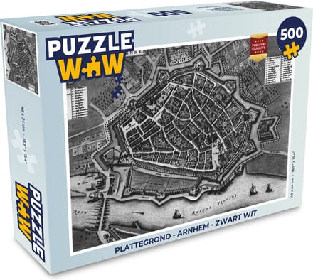 Puzzel Plattegrond - Arnhem - Zwart Wit - Legpuzzel - Puzzel 500 stukjes - Stadskaart