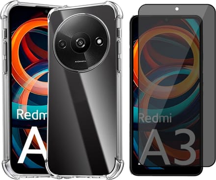 Hoesje geschikt voor Xiaomi Redmi A3 - Privacy Screenprotector Volledig Dekkend Glas - Shockproof Transparant