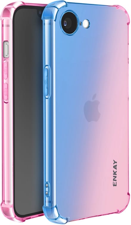 ENKAY, Siliconen hoesje Geschikt voor Apple iPhone 16e met kleurverloop, Blauw / Roze