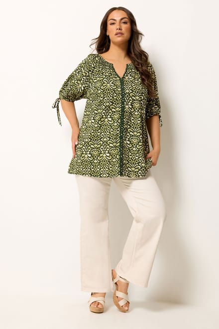 Yours Groene Ikatprint Blouse Size 42
