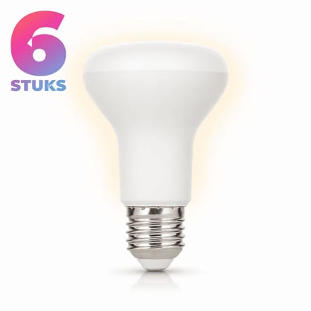 6x Reflector Spaarlamp E27 - 11W - Warm Wit Licht (2700K) - 660 lm - 8 jaar - Niet Dimbaar - R63