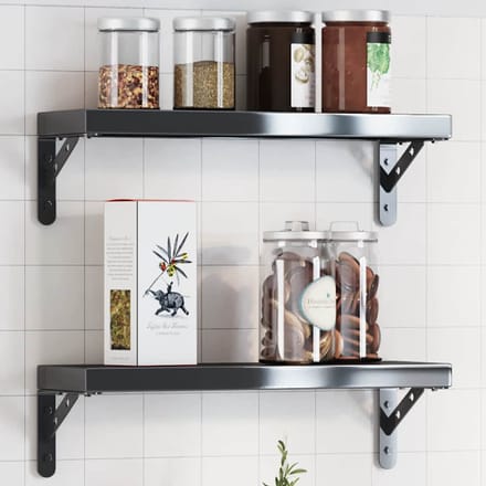 vidaXL - Plankdragers - 4 - st - 15x2,5x11,5 - cm - roestvrijstaal - zwart