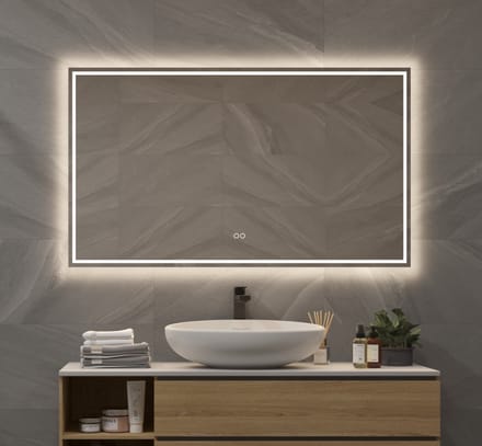 Schaere - Badkamerspiegel - LED Verlichting - Spiegel Verwarming - Touch Sensor - Dimfunctie - 120x70x3 cm