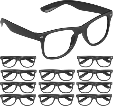 feestbril - set van 12 - volwassenen - nerdbril - zonder glazen - zwart