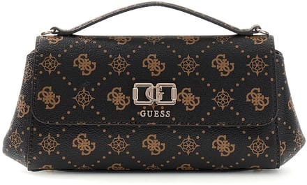 GUESS schoudertas Emelie Logo Flap Crossbody Espresso Logo donkerbruin