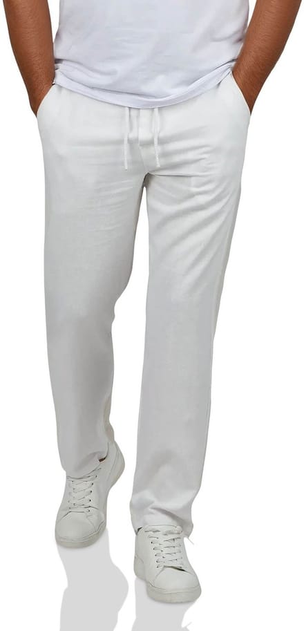 DENIMFY Heren Chino Broek DFDylan regular/straight Wit M Volwassenen Zomerbroek - Elastische Taille
