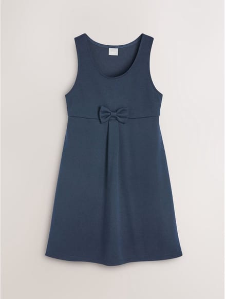 Next - Meisjes - Jersey stretch schoolovergooier met strik - Blauw