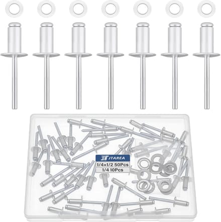 60 stuks aluminium blindklinknagels 6,4 × 12,7 mm met open punt