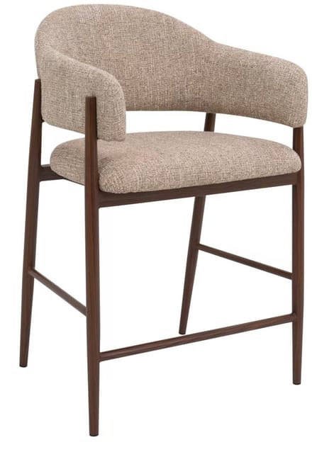 DÉJA Living Barkruk Dénia - Taupe/Walnoot - Zithoogte 75cm - Set van 2