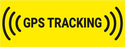 GPS tracking sticker met tekst 200 x 75 mm
