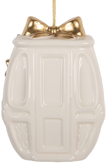 Clayre & Eef Kersthanger 5x4x11 cm Wit Porselein