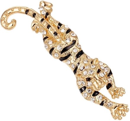 Fako Bijoux® - Broche - Luipaard Strass - 76x18mm - Goudkleurig