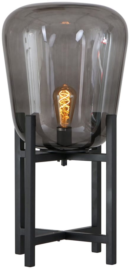 Expo trading Benn Mini tafellamp | Ø25cm | 40 cm hoog | zwart frame | rookglas