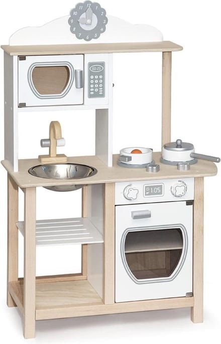 Vigatoys Houten Speelkeuken Wit met Magnetron
