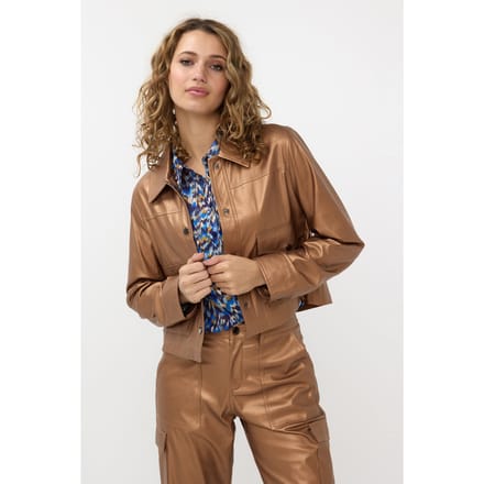 EsQualo Jacket Short Vegan Leather Brandy Größe: 36 | Lederjacken Outlet | Damen